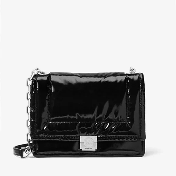 Michael Kors Rory Medium Quilted Patent Crossbody Bag Black NWT - Picture 2 of 8